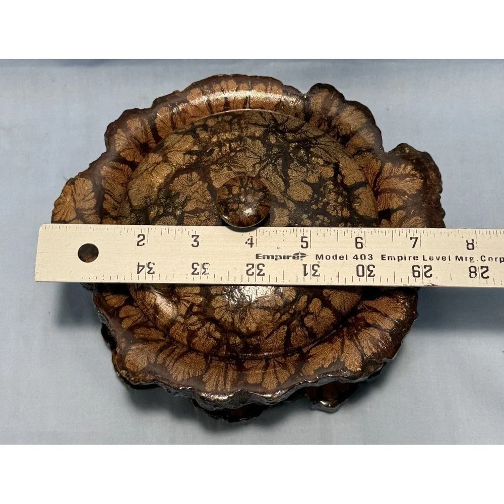 RARE Vintage 7 Piece Chrysanthemum Wood Bowl w/ Lid,‎ Plate and 4 Coasters
